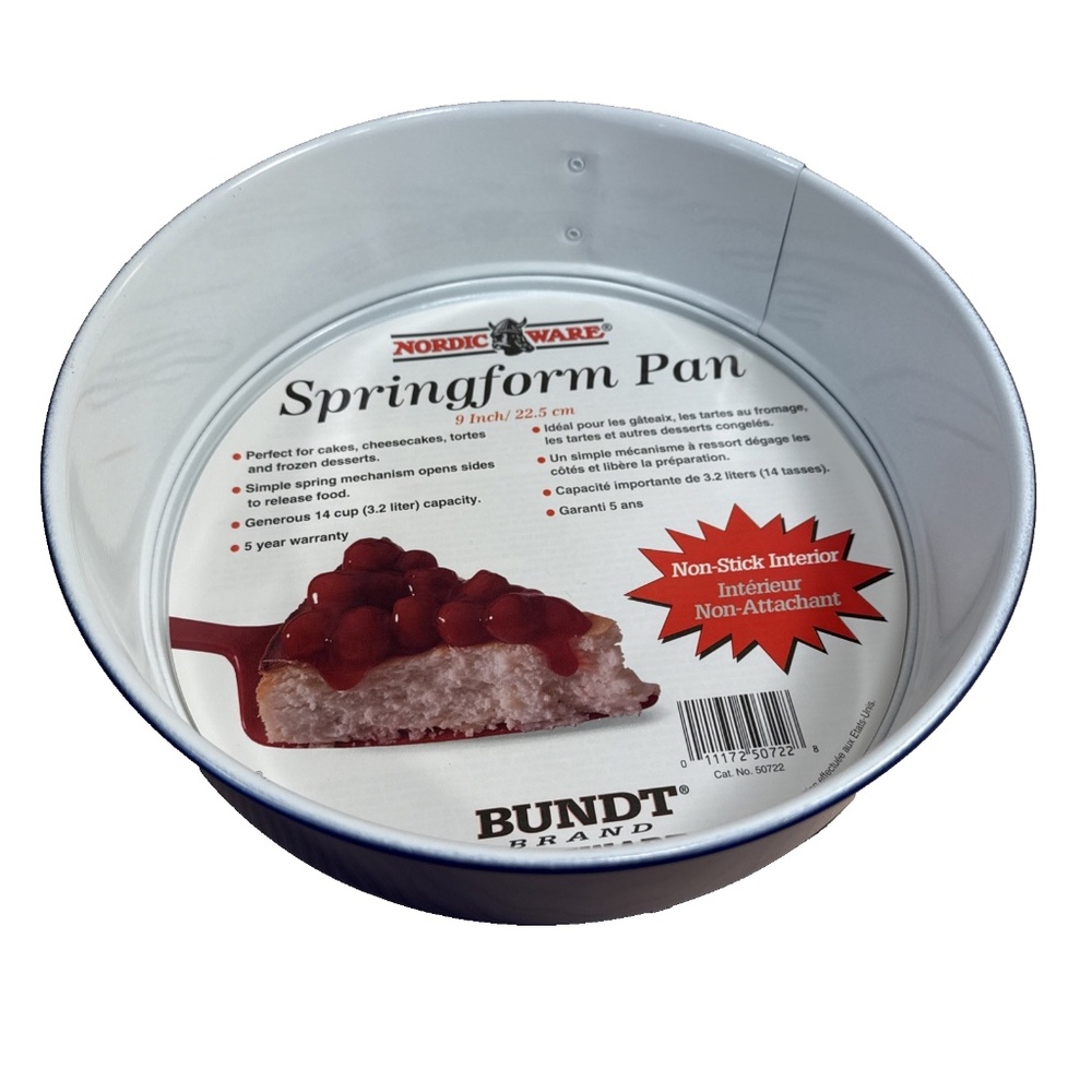 Nordic Ware Springform Pan 9” Vintage 1994 Non Stick Royal Blue Ext White Int